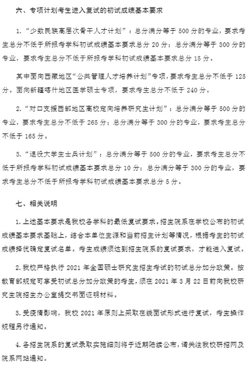 復(fù)旦大學(xué)2021年碩士研究生復(fù)試分?jǐn)?shù)線